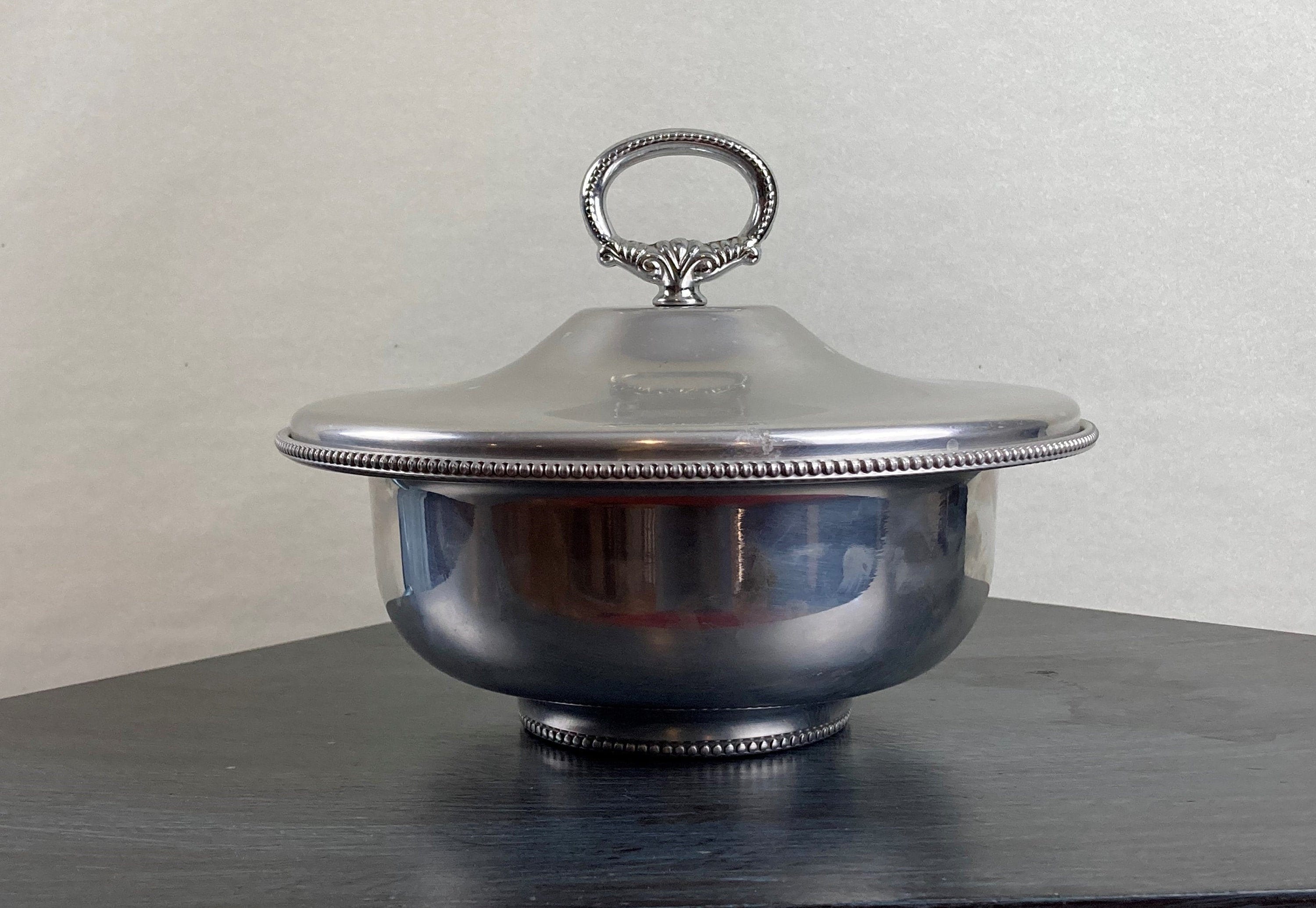 Saladier Couvert En Aluminium B.W. BUENILUM - Modèle 10" Avec Couvercle à Motif Floral - Occasion, Bon état