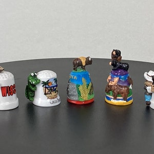 Vintage, Ceramic and Resin, State and City Souvenir thimbles