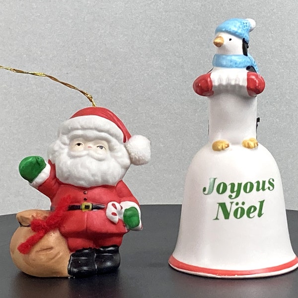 Vintage, Ceramic, Holiday, Figural Bells, "Jolly Jingles" Santa or Napcoware Penguin