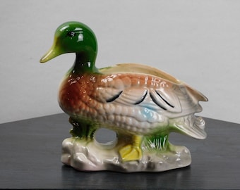 Vintage, small, ceramic, duck planter with unknown mark