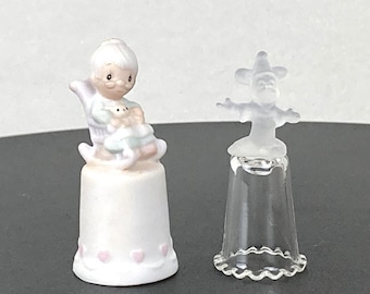1984 Enesco, Precious Moments "Purr-fect Grandma" ceramic thimble or Blown Glass "Wizard Mickey" thimble