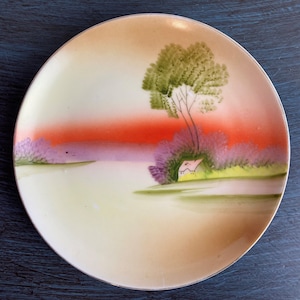 Colorful, Noritake-style, small, handpainted, decorative porcelain plate, Made in Japan