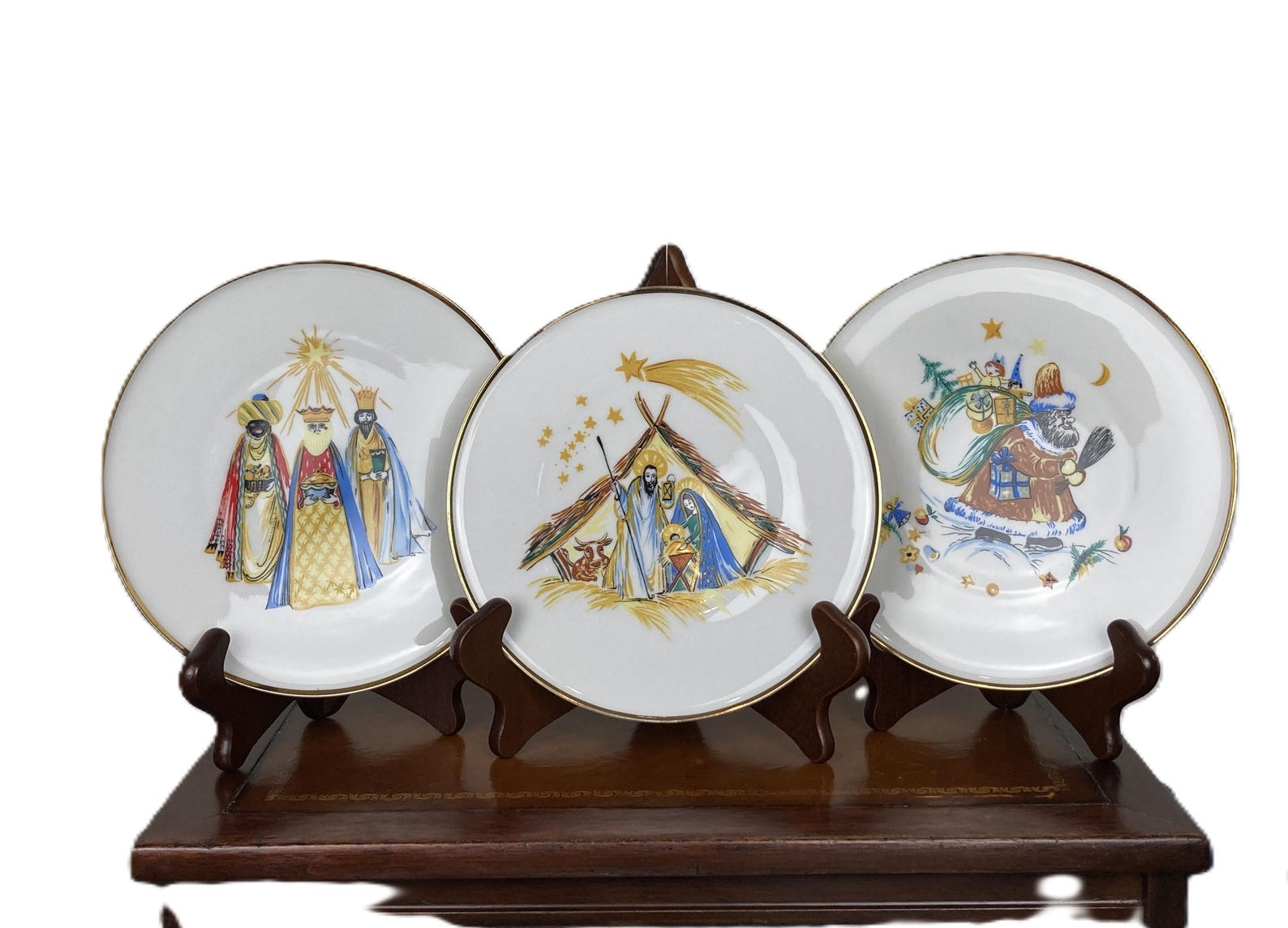 Set of 4, Western Germany, Christmas themed, Decorative Plates