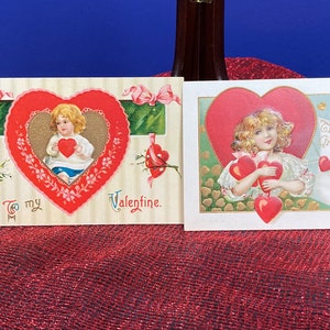 Pair of vintage, German, Valentine's postcards, never posted/name on one card