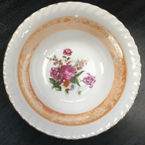 Vintage, Japanese, floral and orange lusterware, small serving bowl