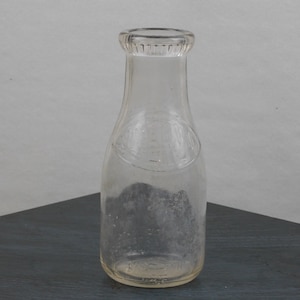 Vintage, one pint, clear glass, Uservo milk bottle, country/farmhouse decor