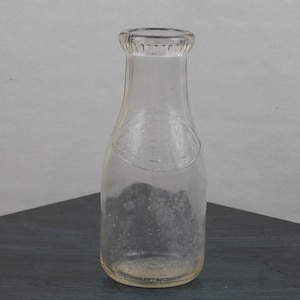 Vintage, one pint, clear glass, Uservo milk bottle, country/farmhouse decor