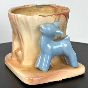 Vintage, unmarked, ceramic, blue deer by a tree or pink kangaroo by a tree, planters Blue Deer
