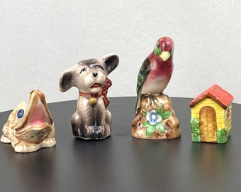 Vintage, Japan, Single Salt and Pepper Shakers, Puppy, Parrot, House, or Alligator