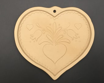 1986 Hill Design, Brown Bag Cookie Art, Heart Shaped with heart and lillies, Cookie Mold