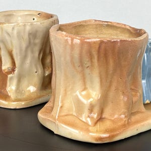 Vintage, unmarked, ceramic, blue deer by a tree or pink kangaroo by a tree, planters image 2