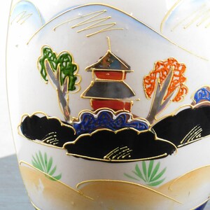 Vintage, Japanese, Porcelain, Cobalt blue, Moriage Satsuma Vase with Foo Dog Handles image 5