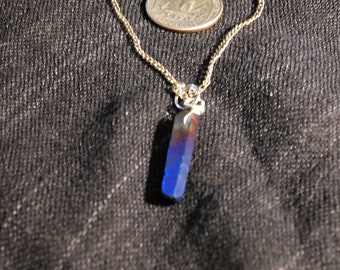 Rainbow Aura Quartz Crystal Drop Pendant Necklace