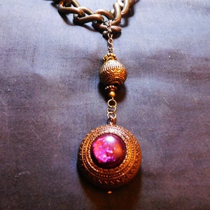 Upcycled Original in Brass-Tone with Royal Purple Pendant