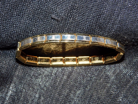Unusual Vintage Gold/Silvertone Stretch Bracelet - image 1