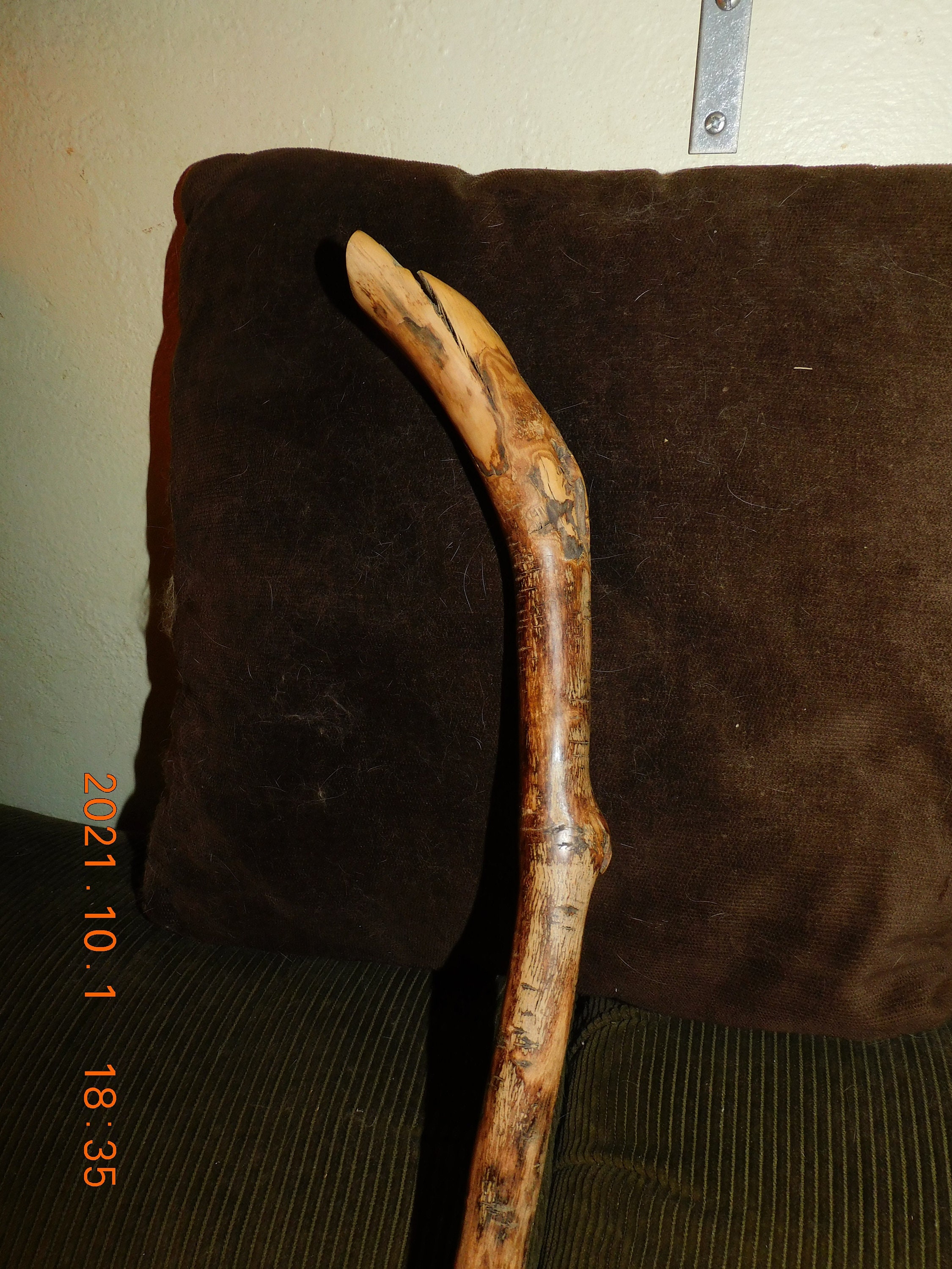 Curved Handle Walking Stick Etsy