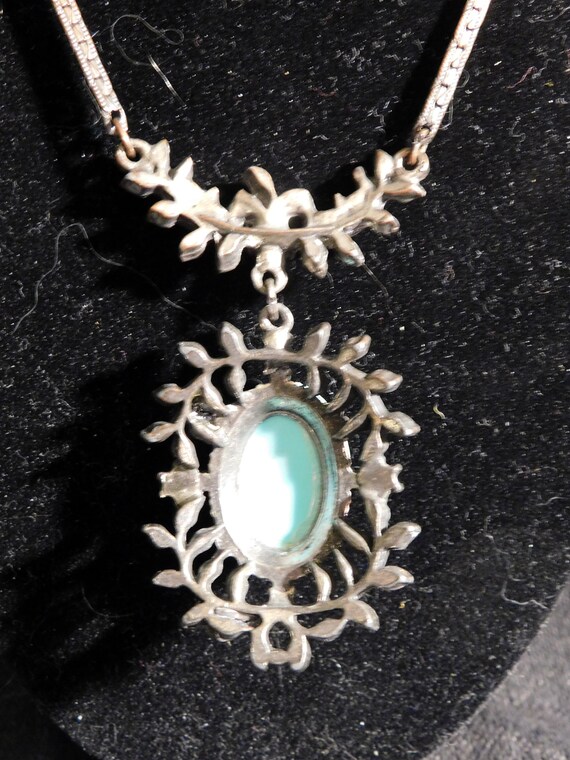 Faux Turquoise and Copper Baroque Pendant Necklace - image 7
