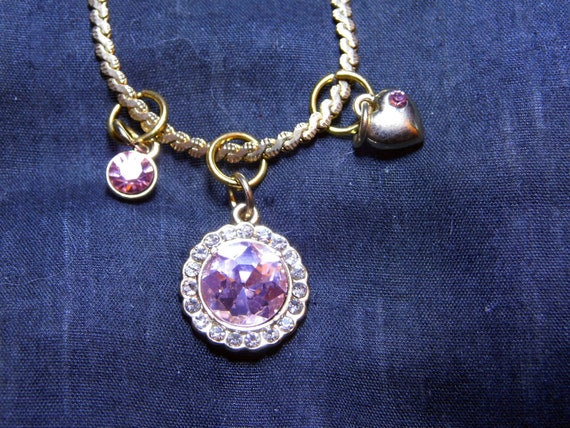 Pink Rhinestone Charm Bracelet - image 2