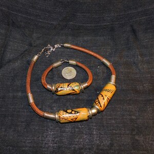 Ceramic Painted Bead Choker and Bracelet