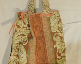 Pink and brown tote bag