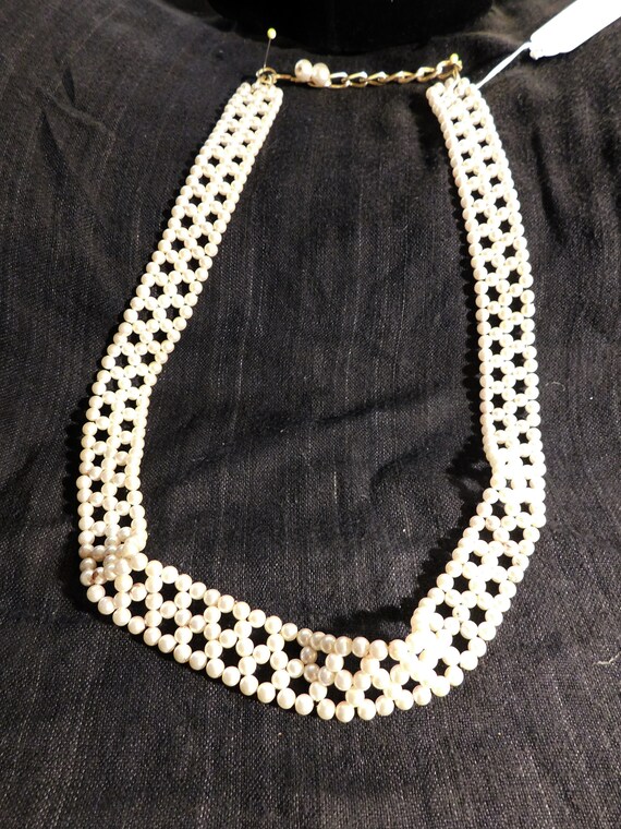 Vintage Three-Strand Faux Pearl Necklace - image 3