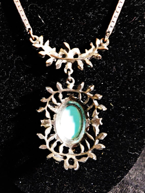Faux Turquoise and Copper Baroque Pendant Necklace - image 6