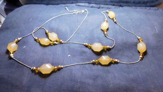 Pale Amber Beaded Necklace - image 1