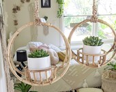 Macrame Plant Hanger Macrame Rattan Plant Hanger Macrame Cane Plant Hanger Cane Planter Rattan Hanging Planter - Small, Large or Duo