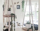 Macrame Hanging Shelf Macrame Shelf Macrame Floating Shelf Macrame Hanging Decor Macrame Plant Hanger Double Macrame Plant Holder