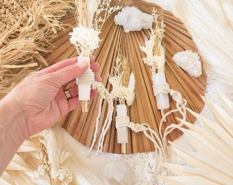 Selenite Cleansing Wand / Selenite Wand / Dried Flowers and Crystals Wand