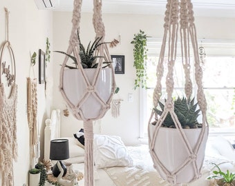 Macrame Plant Hanger con maceta/ Colgador de plantas con maceta / Colgador de plantas / Porta plantas pequeño o grande con maceta / Jardinera colgante con maceta