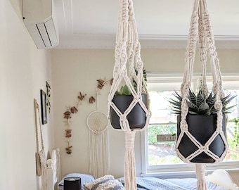 Suporte para plantas em macramê / Suporte para plantas pequeno / Suporte para plantas grande / comprar Duo / Vaso suspenso
