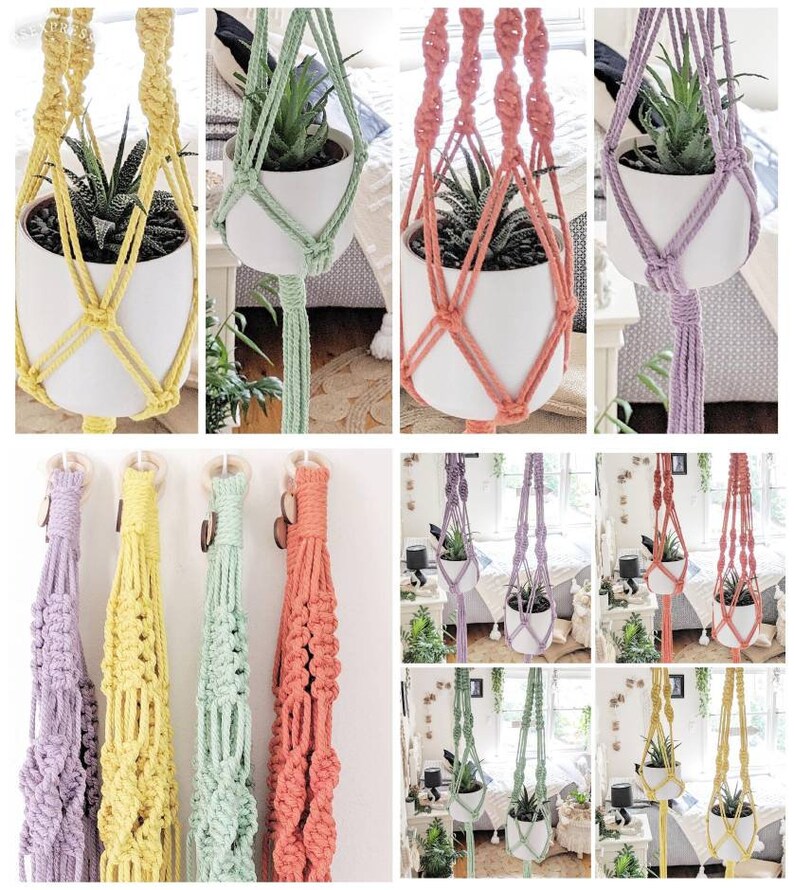 Macrame Plant Hangers various Colours Small Large or Duo Etsy