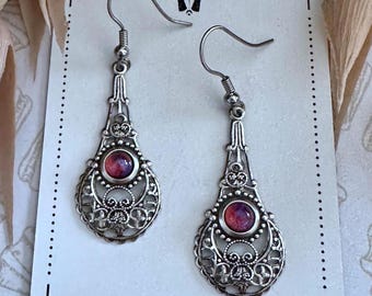 Dragon's Breath Drop Earrings: Vintage Style Bridal Jewelry, stainless hooks