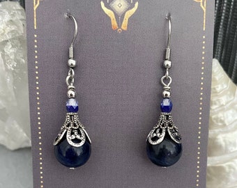 Sodalite gemstone earrings/blue gemstone earrings/bohemian gypsy/boho hippie jewellery/australian seller/birthday gift for her/
