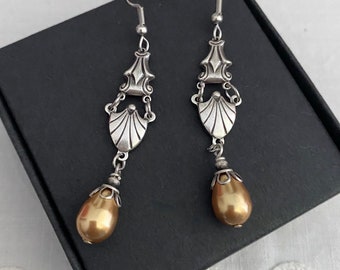 Swarovski Art Deco style earrings/pear drop earrings/australian seller/statement earrings/vintage style earrings/birthday gift for her