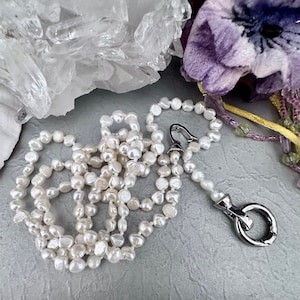 Natuurlijke witte 3-6 mm zoetwatergeknoopte parelketting/lang 36 inch veelzijdig draagbaar statement parelsieraden/Australische verkoper
