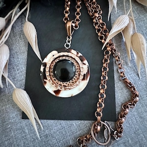 BLACK ONYX and rose gold animal print  pendant/best friend gift for her birthday anniversary wedding bridal OOAK jewellery/australian seller
