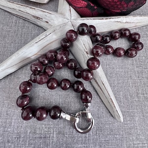 Garnet beaded knotted necklace/australian seller/bohemian/gift for her birthday anniversary/January birthstone/bridal wedding bridesmaid