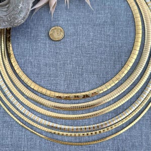 Gold Omega 40cm & 45cm Necklace: Stainless Steel Flat Chain,  Collar Pendant Necklace