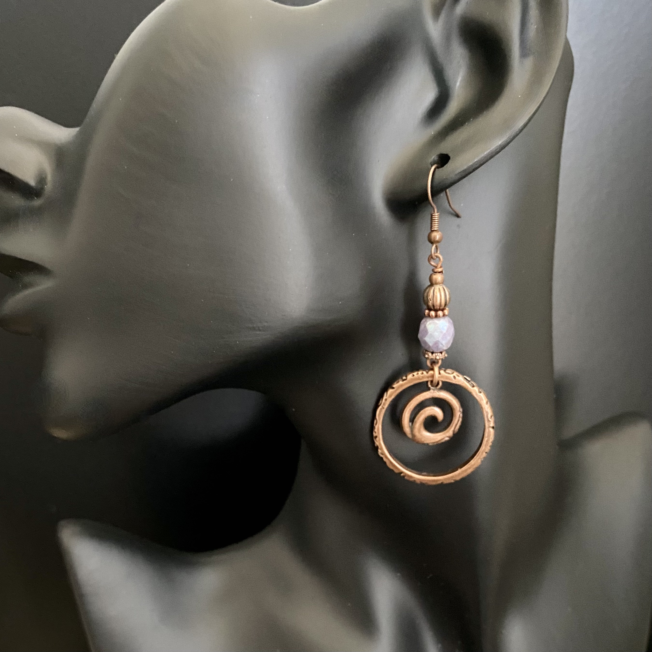 Hammered Sterling Silver Wave Earrings with Apatite