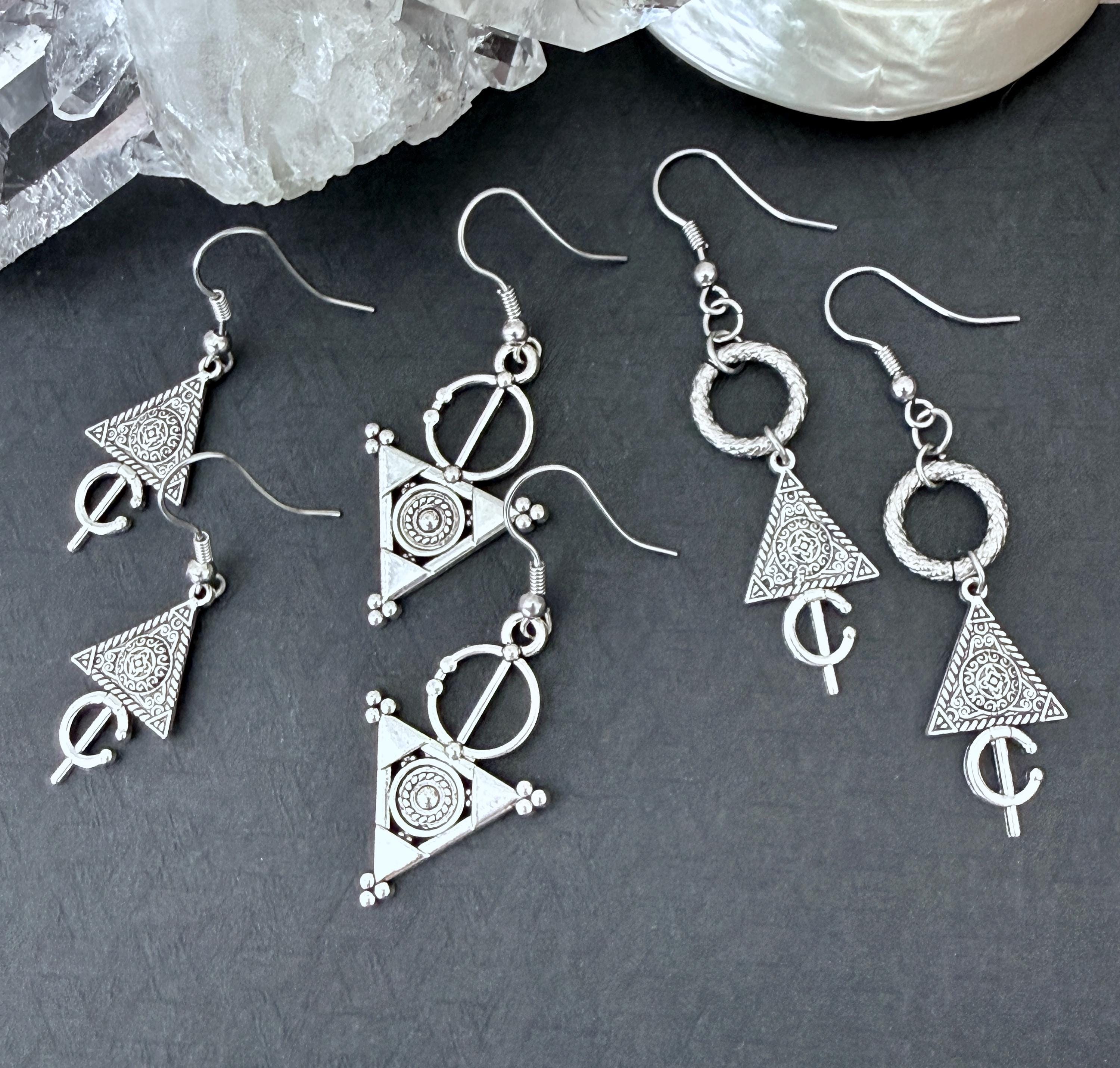 Silver Plated Berber Cross Earrings: Tuareg Fibula Pendant - Etsy