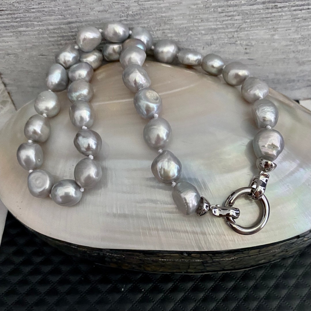 Silver Grey Knotted Baroque Freshwater Pearls/bridal - Etsy