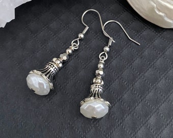 Silver pearl faerie earrings/silver fairy style earrings/bohemian earrings/australian seller/best friend gift/birthday gift for her
