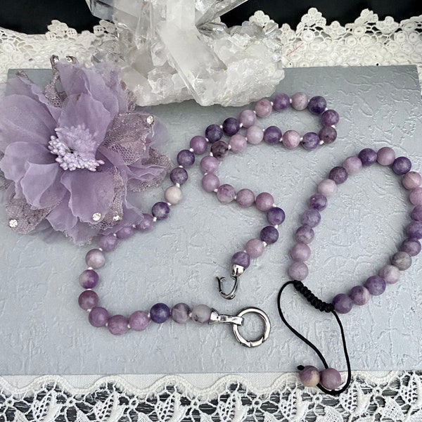 Lepidolite  8mm beaded necklace/purple gemstone necklace/australian seller/boho chakra jewelry/boho hippie necklace/gift for her birthday