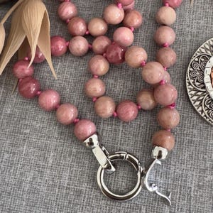 Rhodonite 8m Gemstone beaded necklace/australian seller/Rhodonite knotted adjustable necklace/birthday gift for her/wedding bridal jewellery