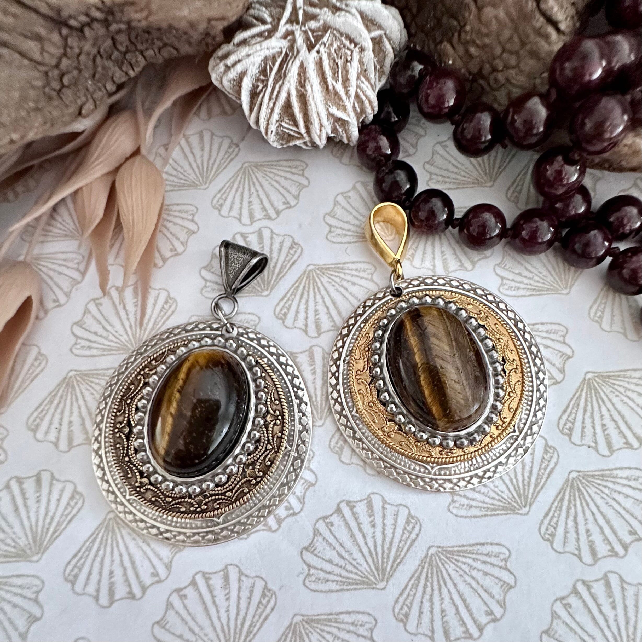 Handmade Tigers Eye Pendant: Bohemian Vintage Style