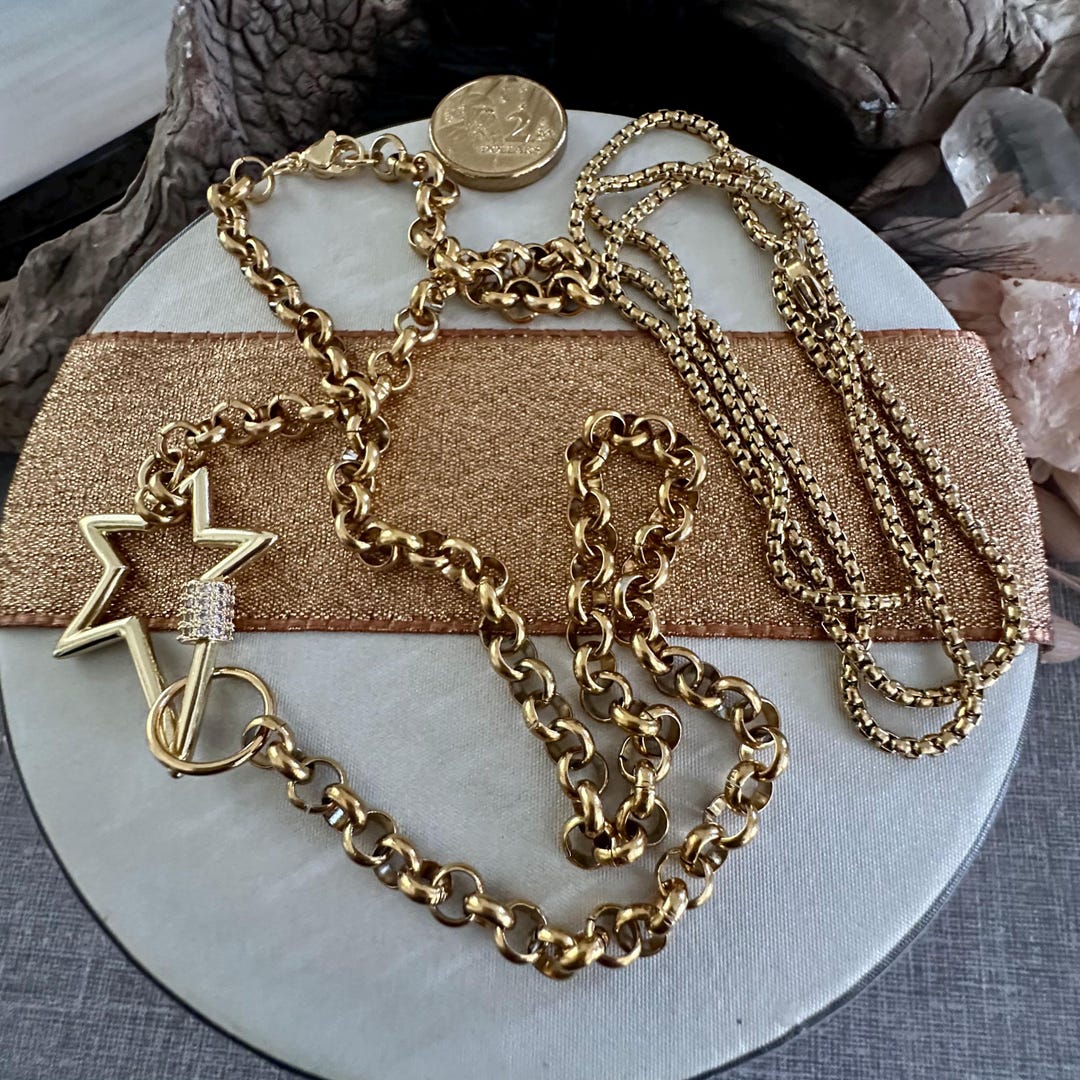 Gold Stainless Steel Rolo Chain/gold Carabiner Chain/australian Seller ...