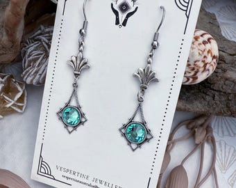 Turquoise Art Deco Earrings: Vintage Style Bridal Jewelry