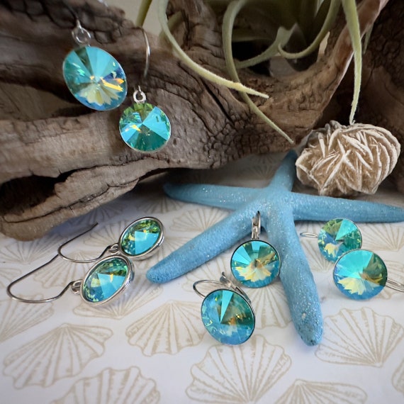 Swarovski TURQUOISE GLACIER Swarovski Blue Crystal Earring bridal Wedding Jewellery statement Earrings bridesmaid Gift gift for Her Etsy Canada